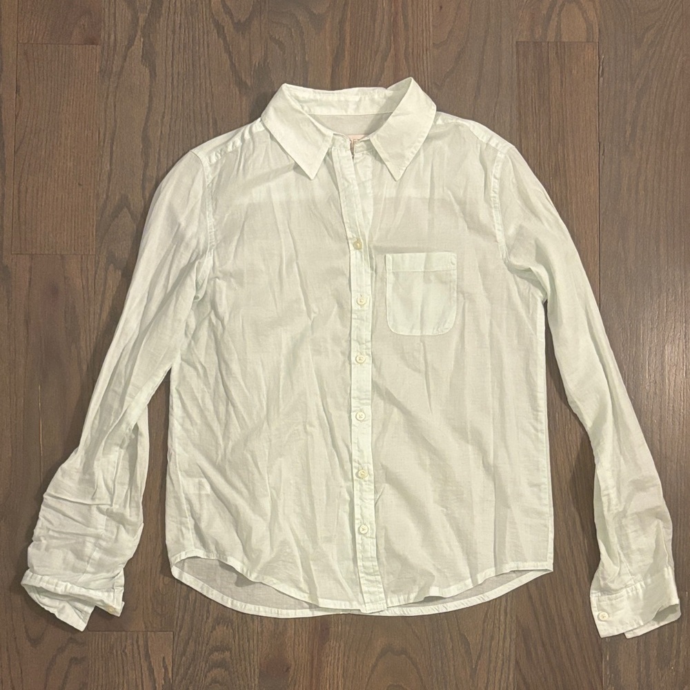 Ann Taylor Loft Light Green/White Button-Up Shirt, Size XS